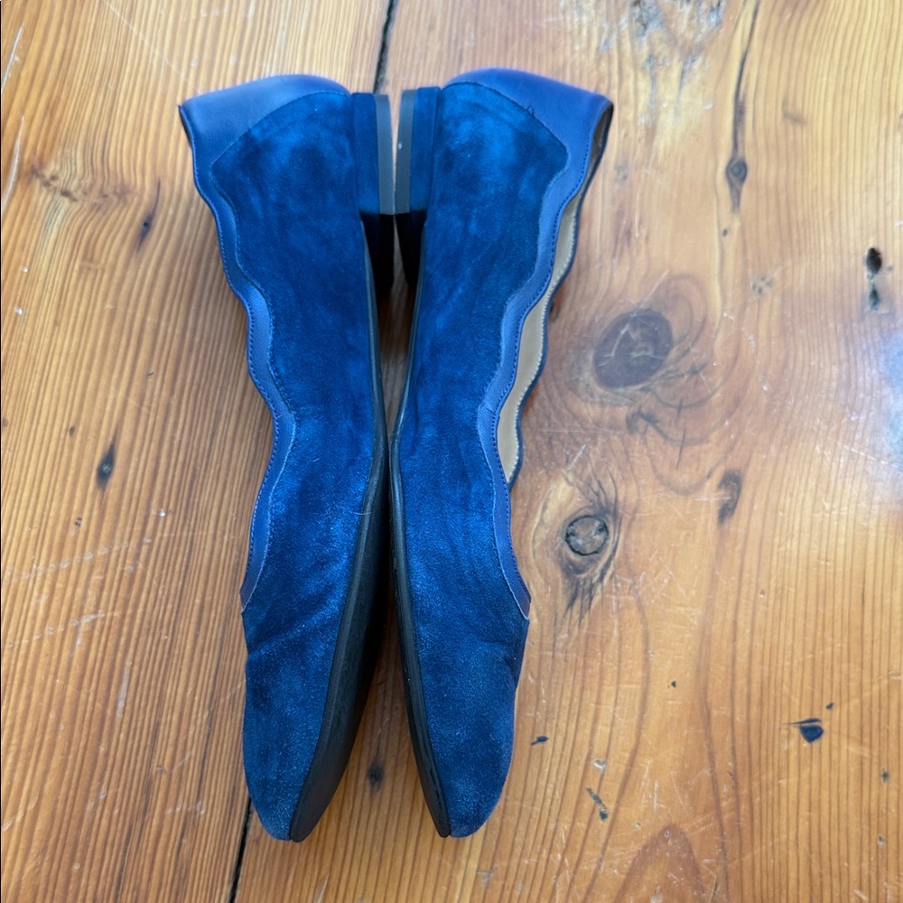 FS/NU Suede Blue Women's Scalloped Leather Upper Flats Shoes Size 8.5 - Picture 4 of 10